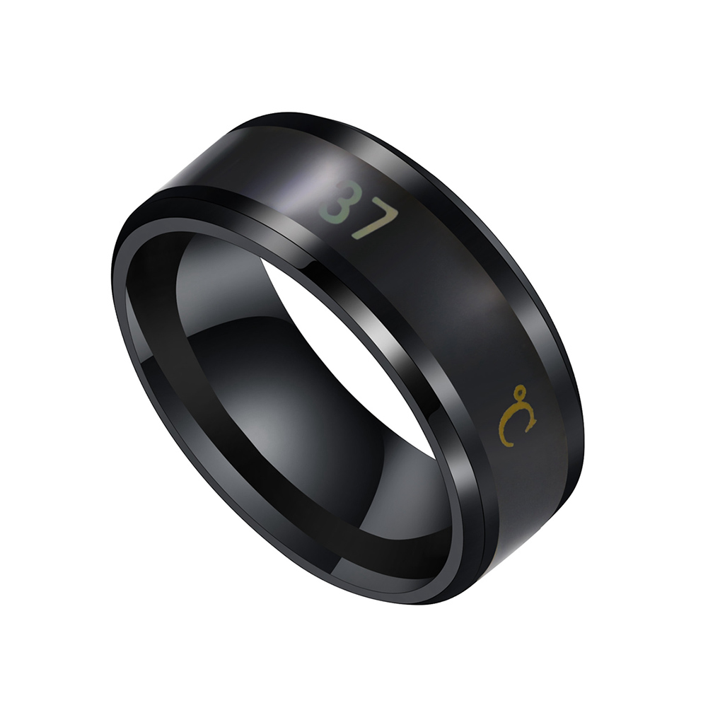 Temperature Ring Titanium Steel Mood Emotion Feeling Intelligent Temperature Sensitive Rings for Women Men Waterproof Jewelry: US 12 Black