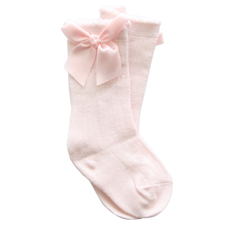 Søde lange rør børnestrømper til børn knepiger sokker lodret stribet bomuld børn baby pige sokker til piger 2 ~ 4 år: Lyserød