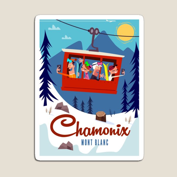 Chamonix Mont Blanc Cable Car Poster Magnet Colorful Decor Stickers Refrigerator Toy for Fridge Organizer Magnetic Cute Holder
