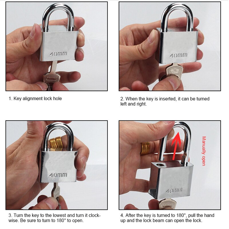 30/40mm Steel Padlock Head Lock Small Locks Door Waterproof Rustproof Not Rust Lock Core Not Opening Each Other Include 4 keys