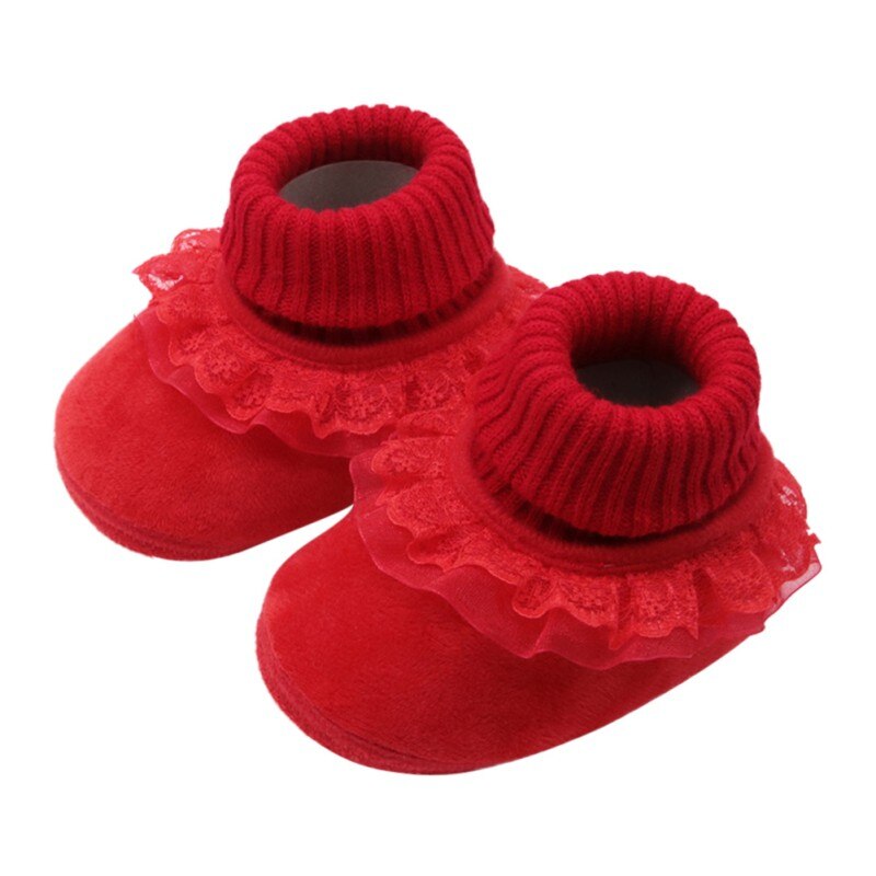 Herbst Winter Neue Neugeborenes Baby Jungen Mädchen Baumwolle Stiefel Casual Einfarbig Warme Bequeme Woolen Garn Booties Mit Blume Rand
