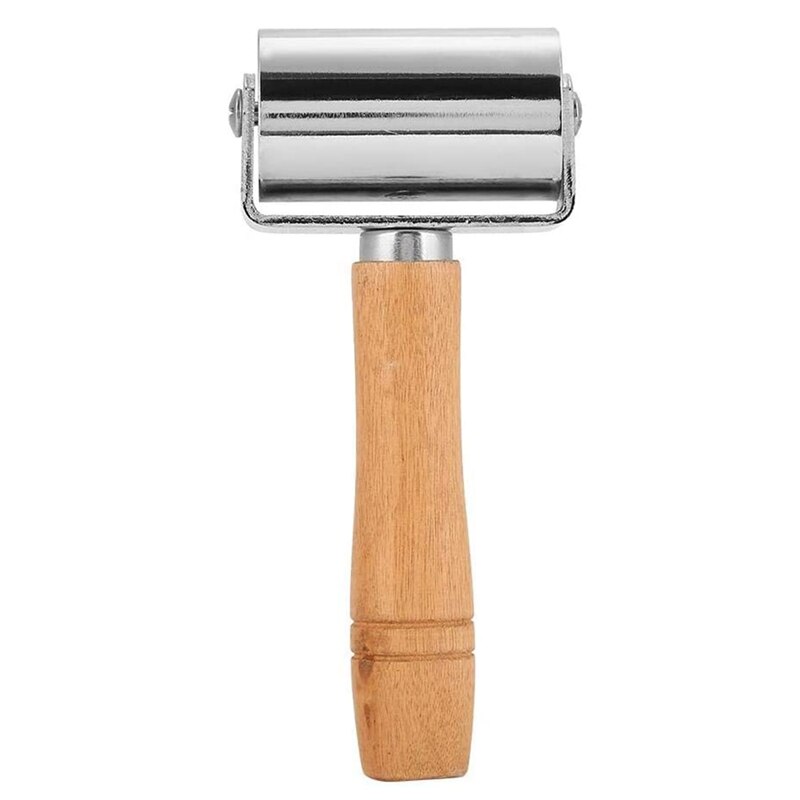 Lederen Druk Roller Houten Handvat Glasplaat Gereedschap Lederen Druk Edge Roller Leer Lijm Roller Metalen Roll: Default Title
