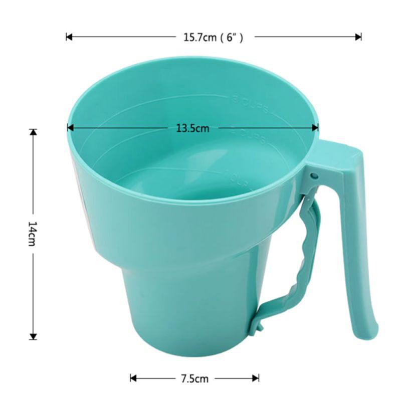 Tamis à farine en plastique cuisine domestique cuisson pâtisserie outils ont échelle en forme d'entonnoir manuel en acier inoxydable maille tamis tasse secoueurs