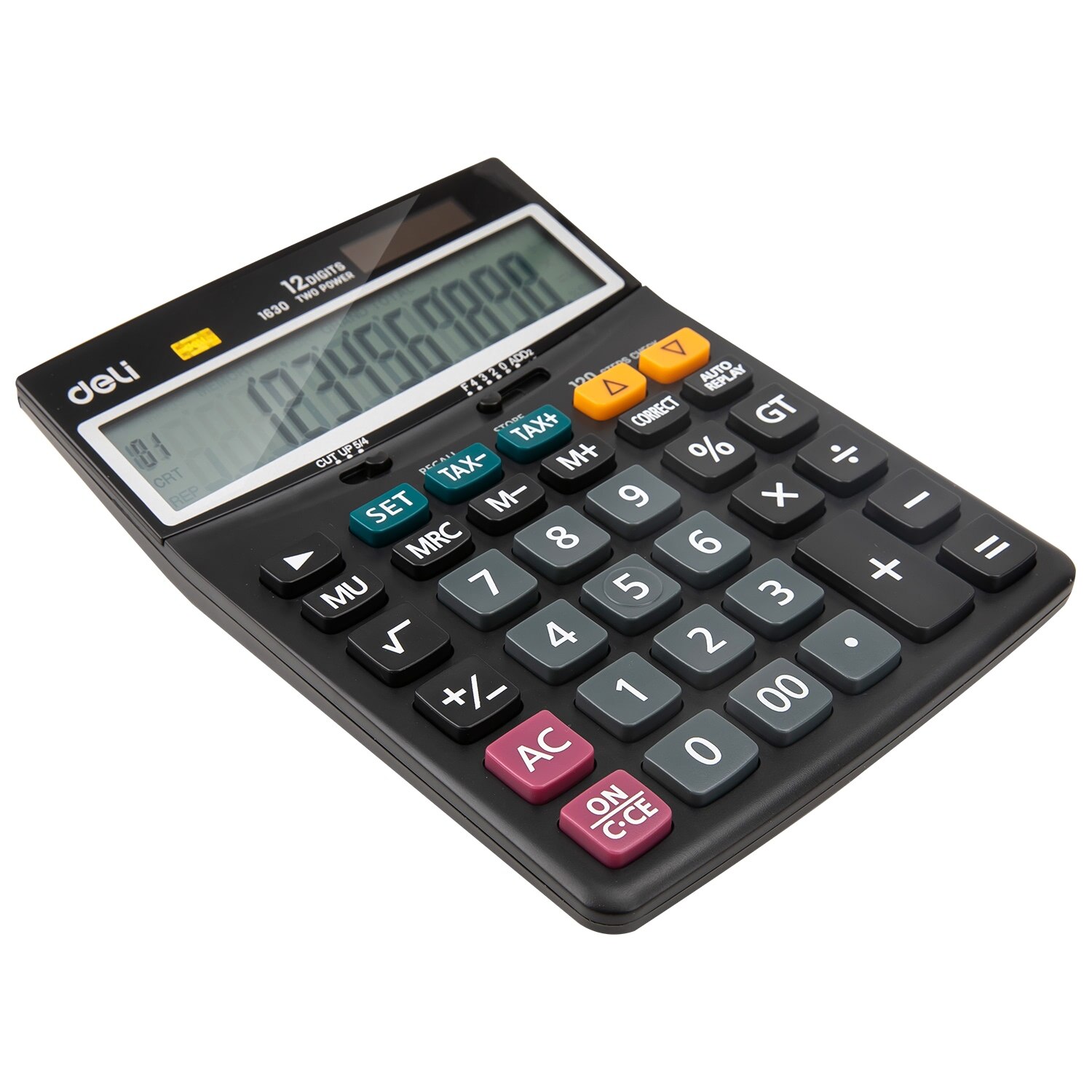 Deli Calculator Metal-12 digits, 120 steps check, tax E1630