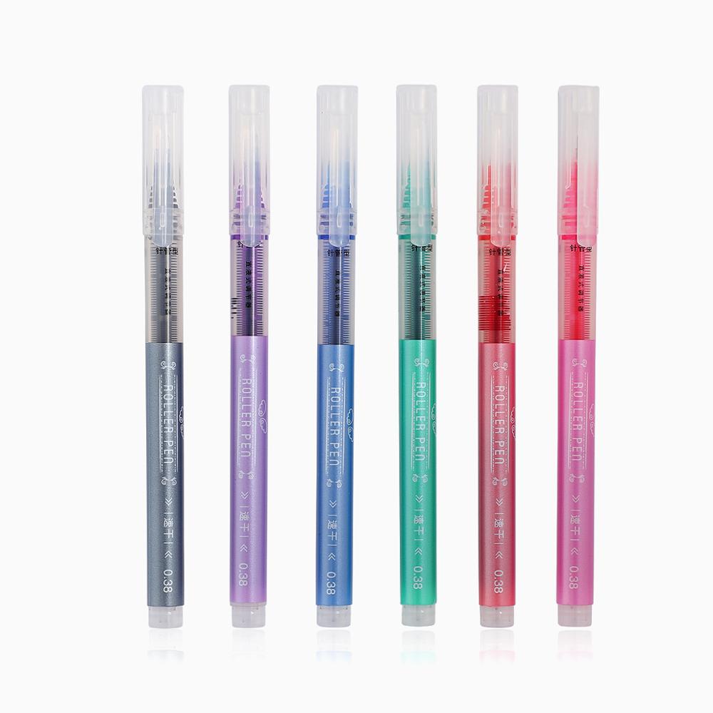 JIANWU 6pcs/set colourful Straight liquid gel pen 0.38mm Bright ink journal pen Cute student writing pen Office Supplies: Default Title