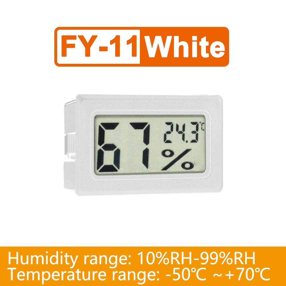 Indoor Mini Digitale Lcd Temperatuur Sensor Vochtigheid Meter Thermometer Hygrometer Gauge Instrumenten Kabel Koelkast Thermometers: 1 PC FY-11 White