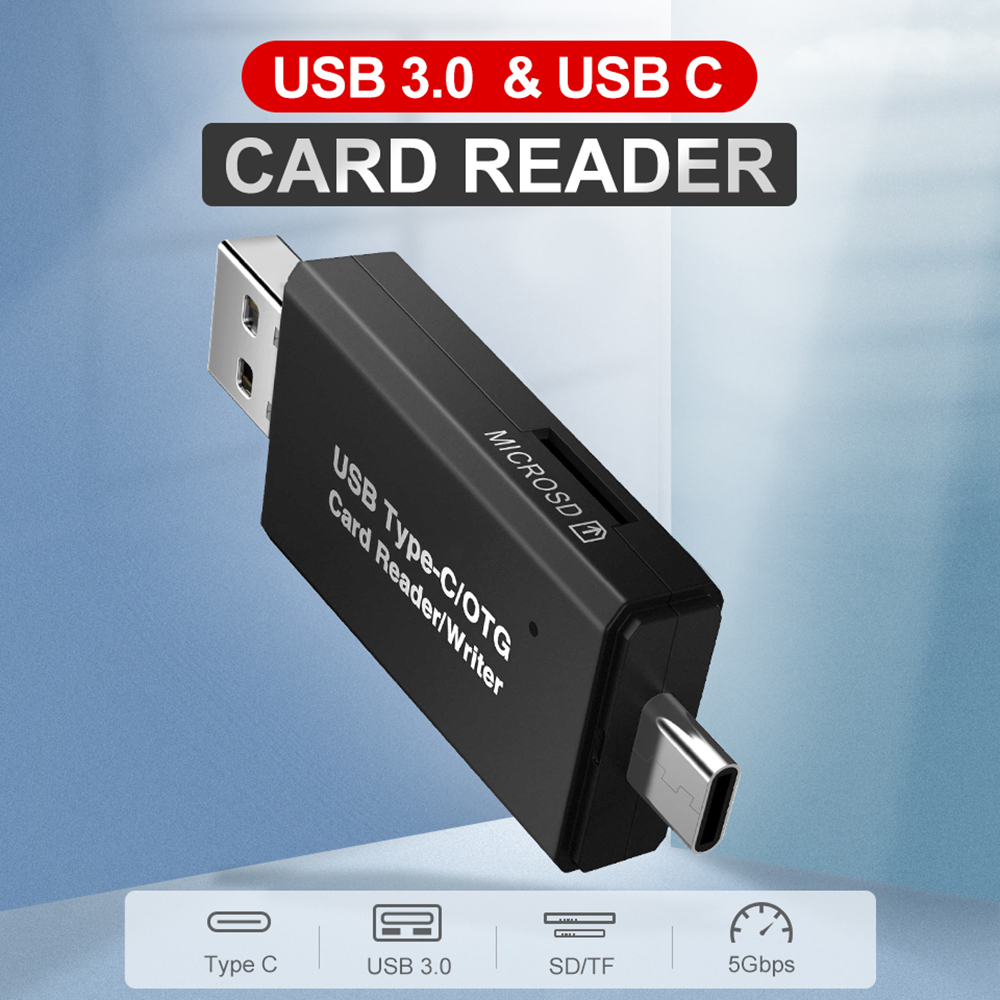 2 In 1 TF/SD Memory Card Reader USB 3.0 to Type-C High Speed OTG Adapter For Phone Laptop Computer