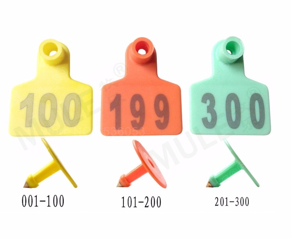 1 Juego de números 0-100 /101-200 / 201-300/ 301-400/ 401-500, etiqueta para oreja de animal
