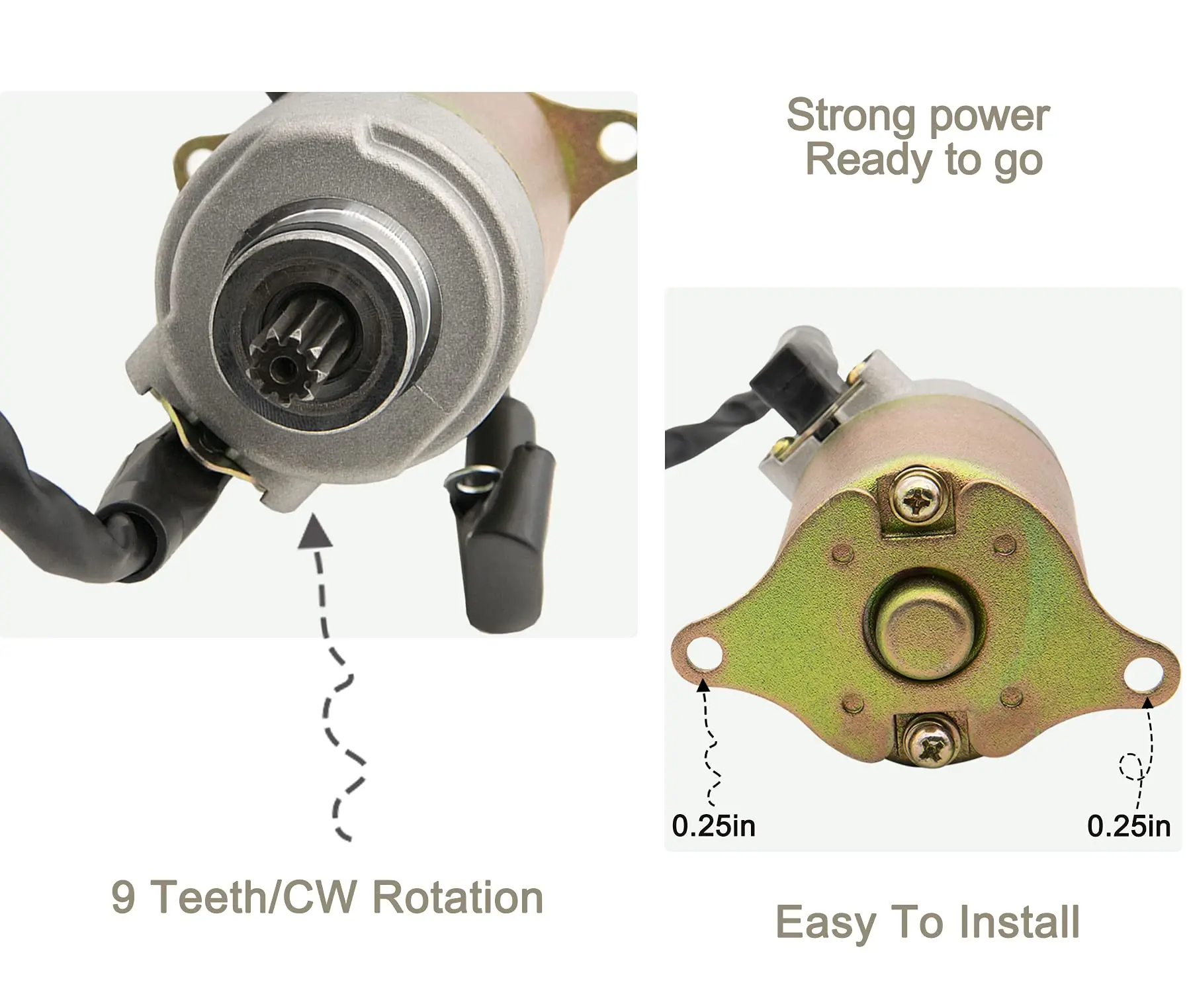 9 Zähne GY6 Starter für GY6 4-Takt-Motor 150 cc 125 cc 50 cc 200 cc 250 cc Kompatibel mit 4 Rädern Roller Moped ATV Go Kart