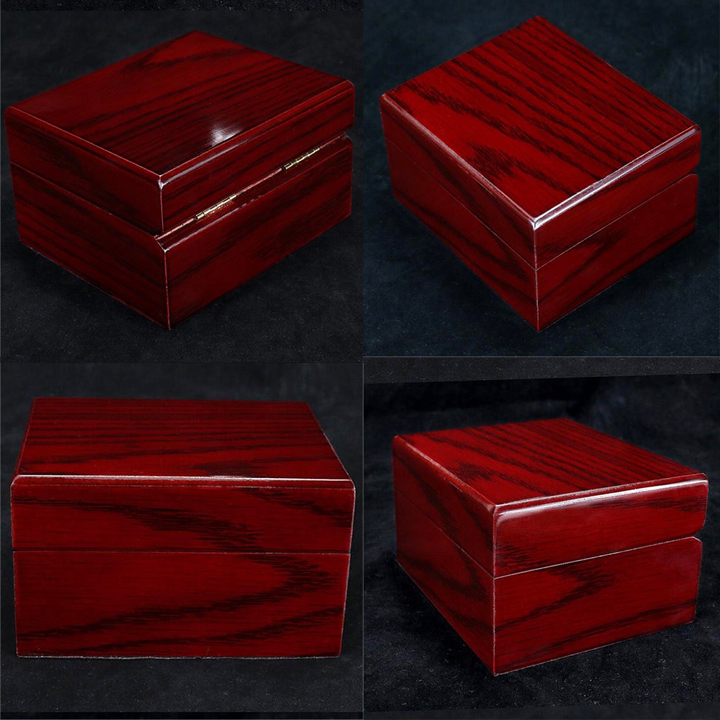 Colección de cajas de exhibición de reloj de madera, organizador de almacenamiento de joyas de Estilo Vintage para mujeres y hombres, 4 Uds., Rojo