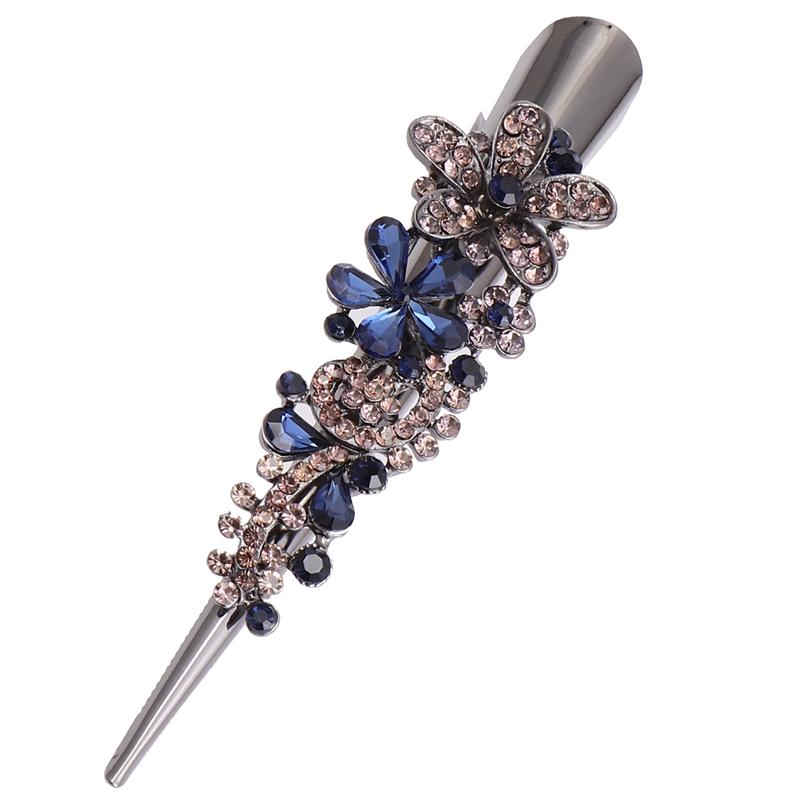 Eendenbek Clip Grote Bondgenoot Haar Pin Strass Bezaaid Haarspeld Haar Clip Bobby Pin Haar Styling Barrette Hoofddeksels Haar Accessoire: Dark Blue