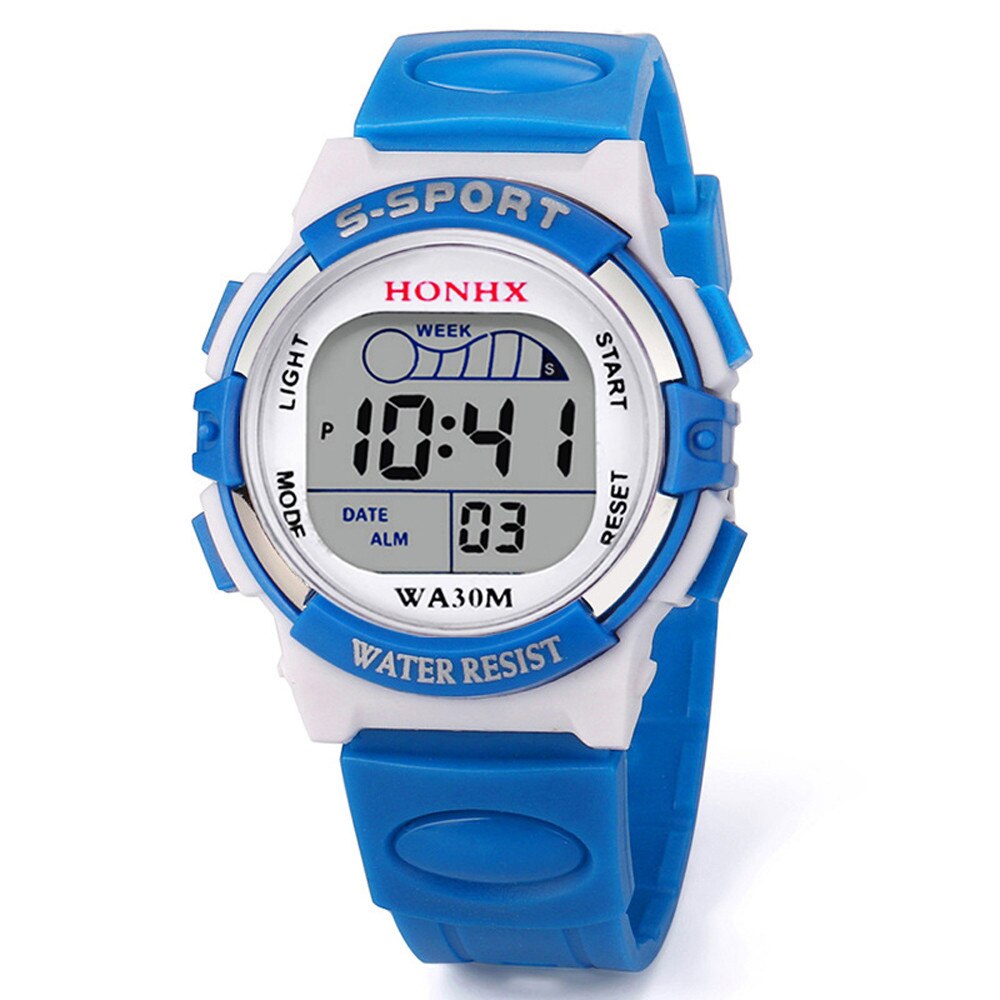 Kinderen Jongens Digitale Sport Horloge Kinderen Datum Horloge 4 kleuren W: D