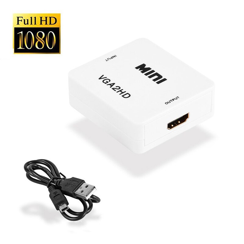 Mini hdmi-kompatibel til vga adapter  hd2 vga  av2hd med lydkonverter digital analog av/cvbs l/r audio 1080p til pc bærbar hdtv: Vga til hd