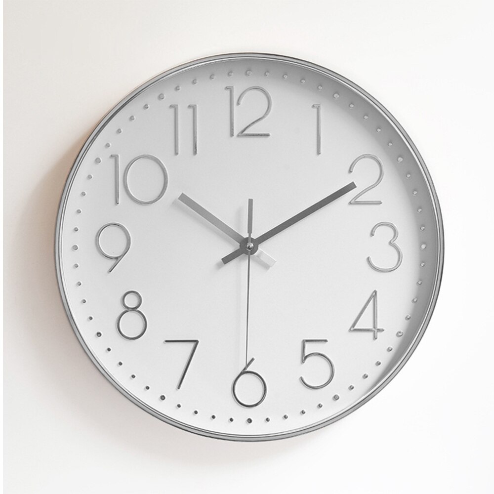 Living Room Digital Clock Decorative Home Clock Modern Wall Clock Hanging Timer (Grey Frame White Backgro: Picture 3
