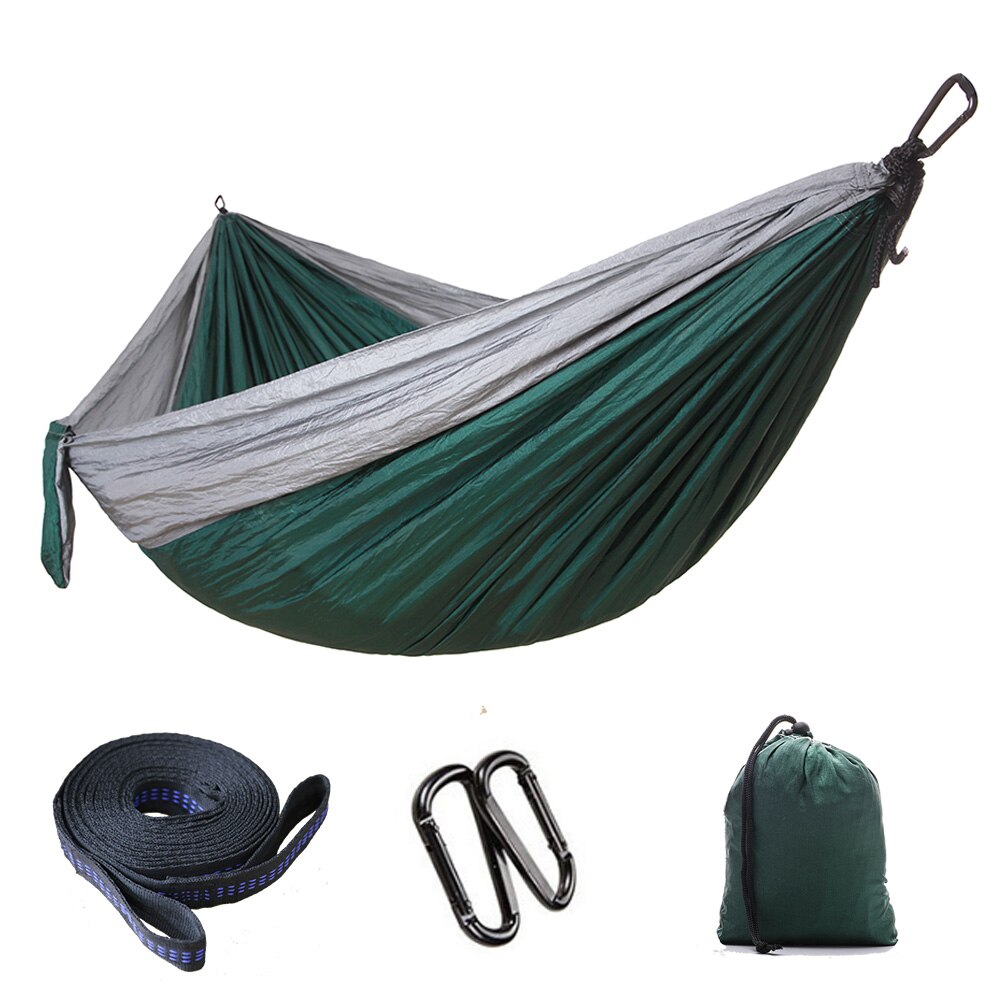 Hamaca portátil para exteriores, para viajes, supervivencia, caza, cama para dormir, hamaca para relajarse, 2 correas, 2 mosquetones