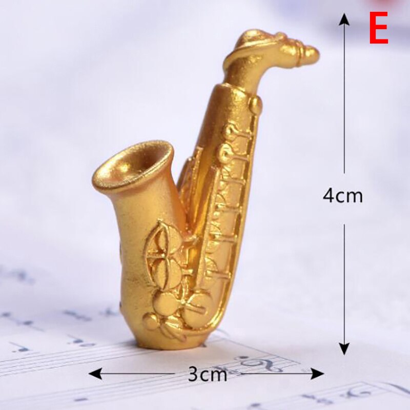 Miniature Music Instrument Resin Mini Violin Dollhouse Decorative Ornaments Crafts DIY Home Music House Bar Furniture Toys: E