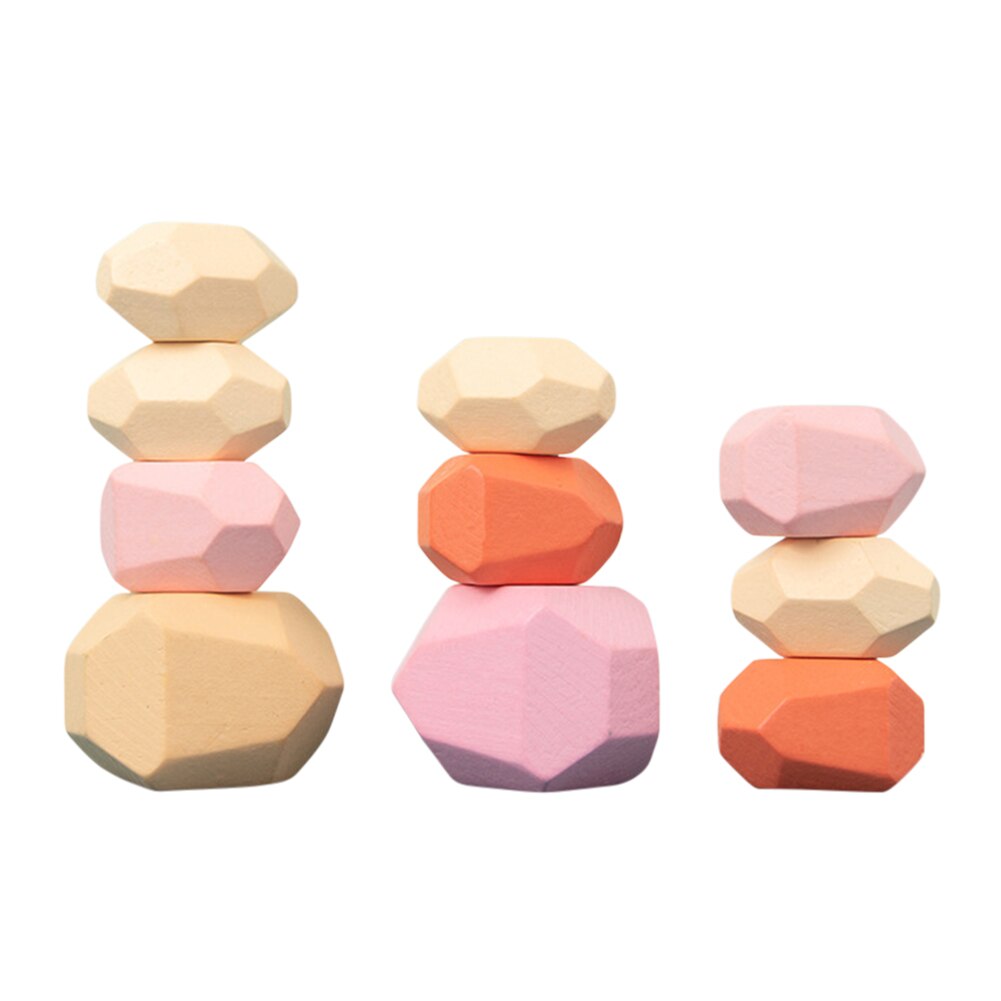 Children's Wooden Colored Stone Jenga Building Block Educational Toy Nordic Style Stacking Game Rainbow Wooden Toy: G