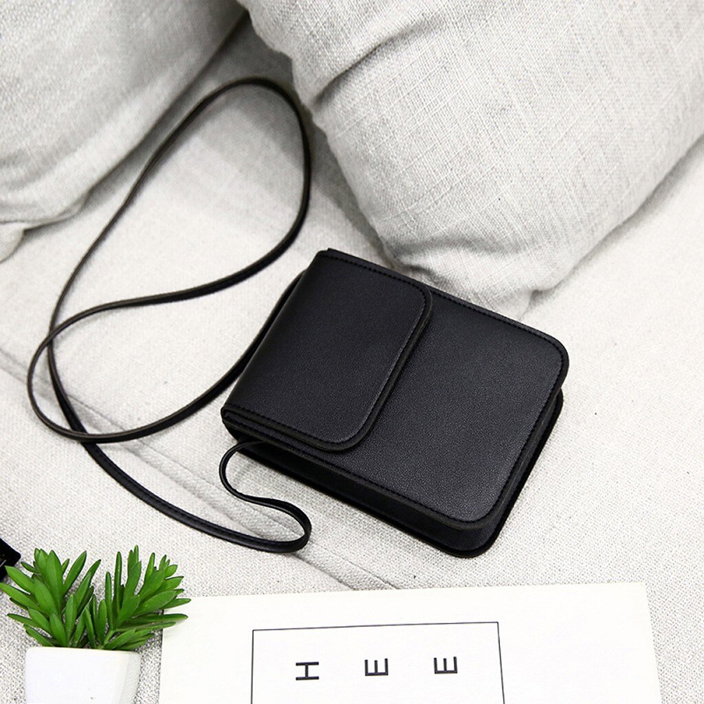 Kvinder farverig lille mobiltelefontaske pu skulder- og messenger tasker dame mini cross-body tasker firkantede tasker clutch #tip: Sort