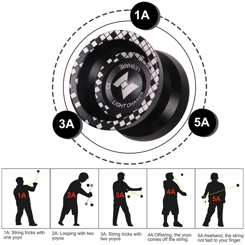 LIGHT CHASER X3 Competitive Yo-Yo,Alloy Yoyo for Beginners,Easy to Return and Practise Tricks with Glove and Strings