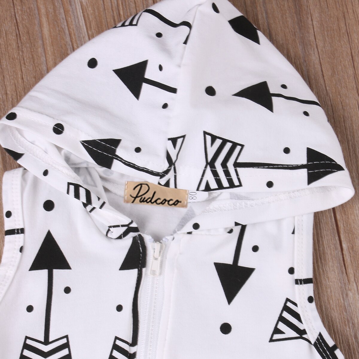 Baby Kleidung Pfeil Druck Strampler Neugeborenen Kinder Kleidung Junge Mädchen Overall Baby Strampler Mit Kapuze Sleeveless Insgesamt 0-24 mt