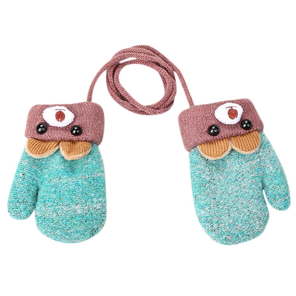 Orecchie orso di Inverno Patchwork Guanti Del Bambino Del Bambino Delle Ragazze Dei Ragazzi Orso Orecchie Patchwork Inverno Tenere In Caldo Guanti Guanti детские варежки