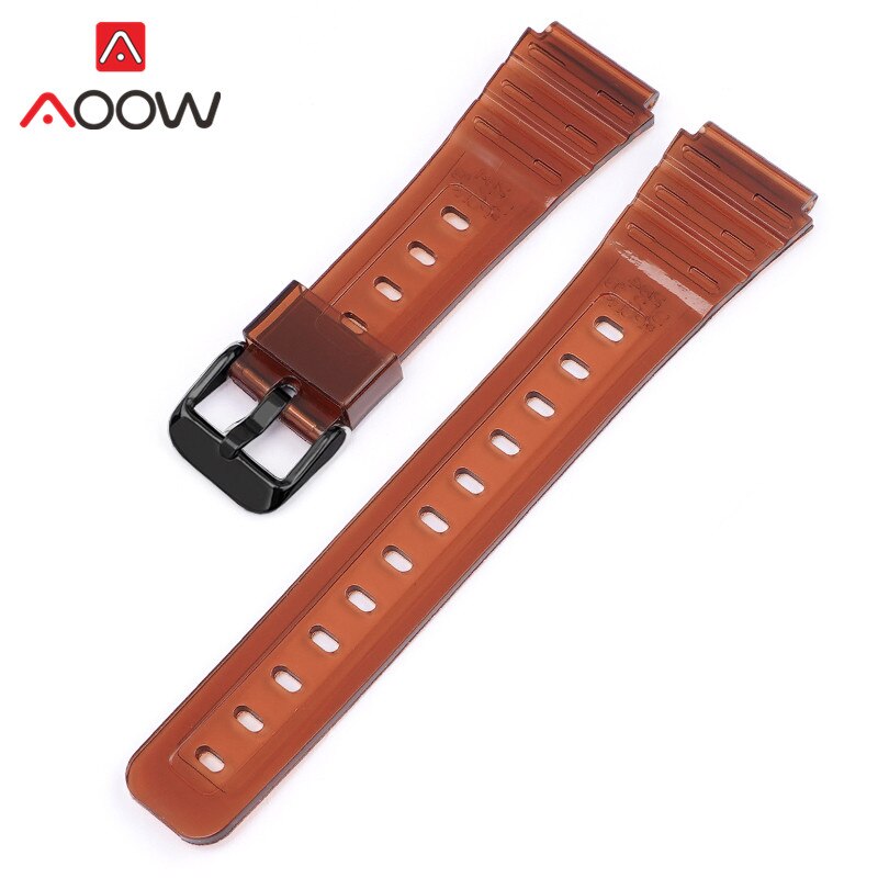 Gummi Sport Gurt für Casio F91W F-84 F-105 108 A158 A168 AE1200 AE1300 Männer Frauen Glänzend Wasserdichte Ersatz Uhr Band: Braun Schwarz