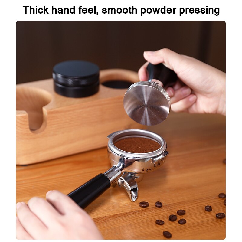 Kaffemaskine tamper måtte massivt træ 58mm espresso maskine håndtag beslag tryk hjørne kaffe filter tamper holder barista værktøj