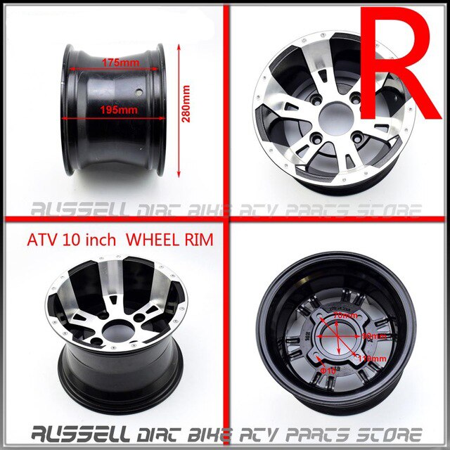 Go kart 10 tuuman mönkijä quad wheel vanne go kart racing golf buggy drift trike off-road 4 wheel  f 21/23 x 7-10 r 20/22 x 10-10 alumiini: 1 kpl takana 10 tuumaa