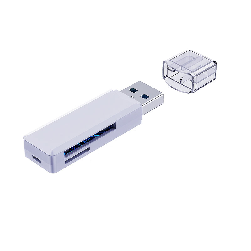 Usb 3.0- kortläsare micro sd hc xc tf mimc rsmmc minneskortskrivare view-adapter dongle led-lampa dator bärbar dator minnesförlängare: Vit