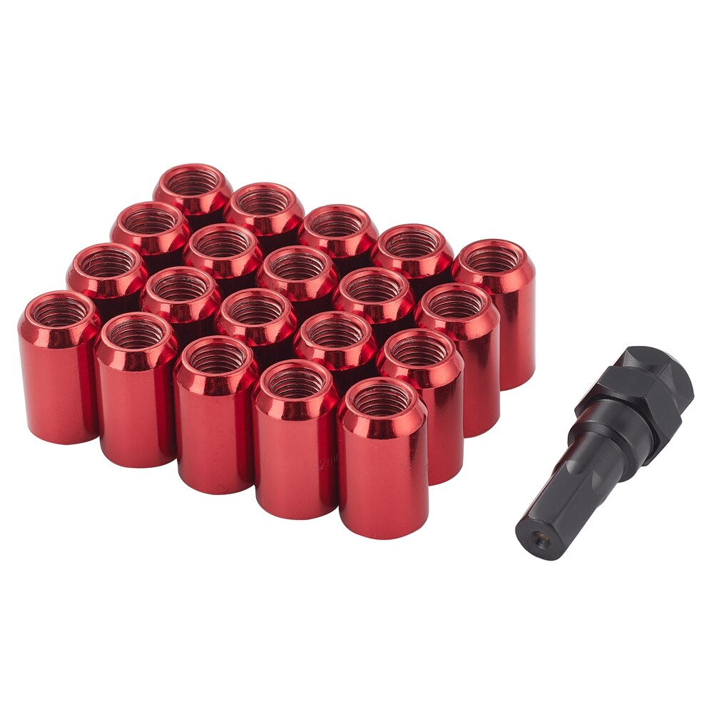 20 stücke 32mm Länge Auto Rad Muttern Hexagon 20mm M12 * 1,25 M12 * 1,5 Radmuttern JDM racing Zubehör Aluminium Kegel Konische Sitz: Rot / M12x1.25