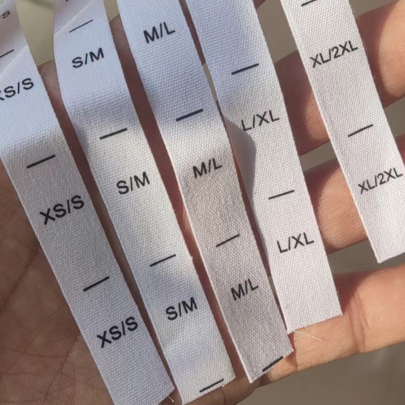 100PCS Wit Katoen Dubbele Maat Label voor volwassen XS/S S/M M/L L/XL XL/2XL Kledingstuk Print Doek Maat Etiketten