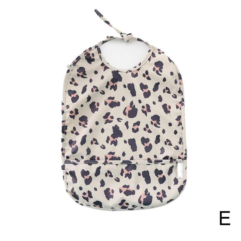 Voeden Tekening Schort Waterdichte Verstelbare Leuke Print Pocket Met Slabbetjes Bib Kinderen Spullen Baby Mouwloze Baby Meubi: E leopard