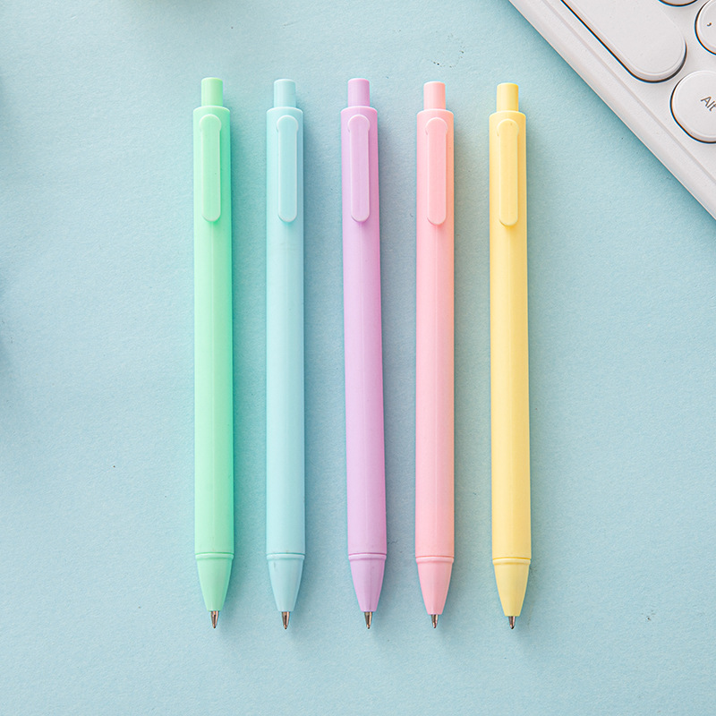 Set of 5 Cute Ballpoint Pens, Korean and Japanese School Office Stationery, Kawaii Neutral Pens for Business and Office Use: WHITE