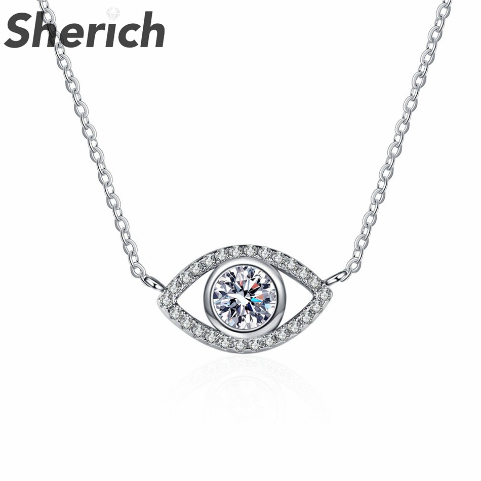 Sherich angel eye  s925 sterling silber 0.5 karat moissanit einzigartige persönlichkeit anhänger halskette #39