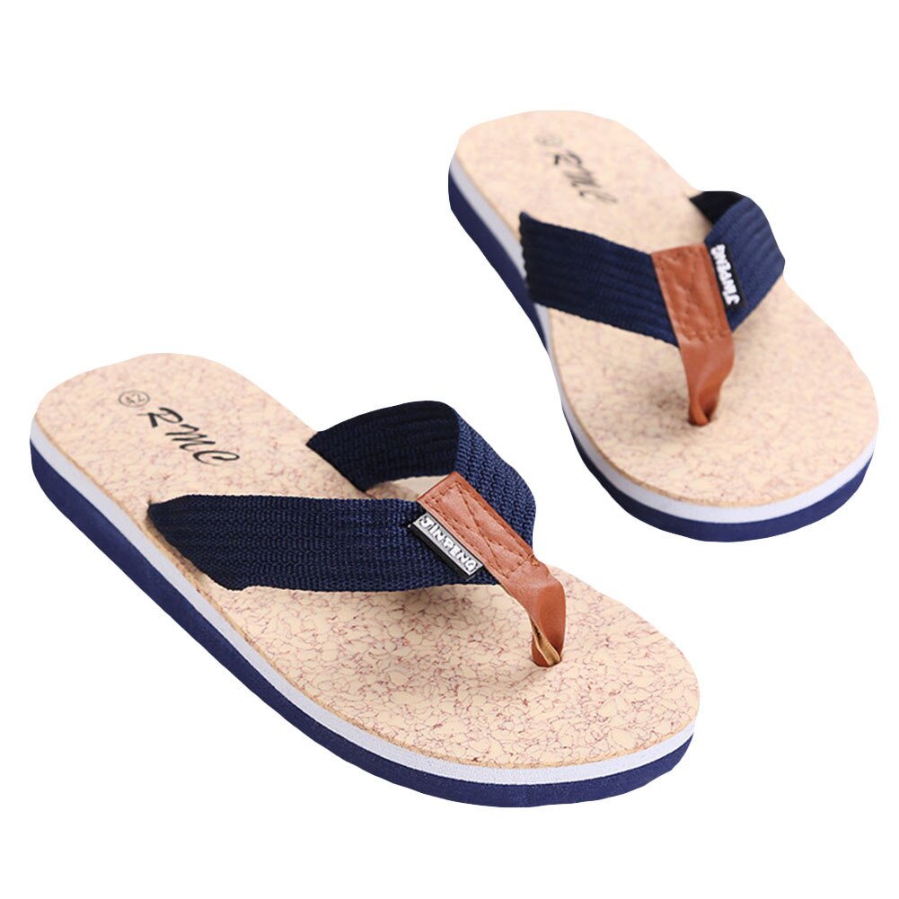 Chanclas planas antideslizantes para hombre, sandalias de playa de verano, calzado de: Azul / 43