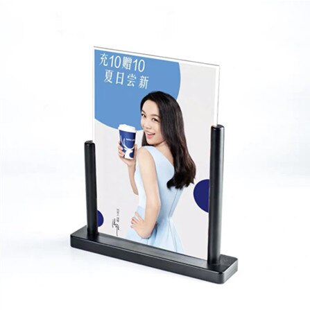 A5 Wood Clear Plastic Table Menu Stand Card Display Upright Ad Photo Frame Acrylic Sign Holder: Black