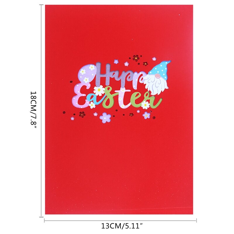 3D Pop Up Cards Happy Easter Greeting Cards Flower Gnome Egg Postcards with Envelope for Easter Day Handmade for Girl