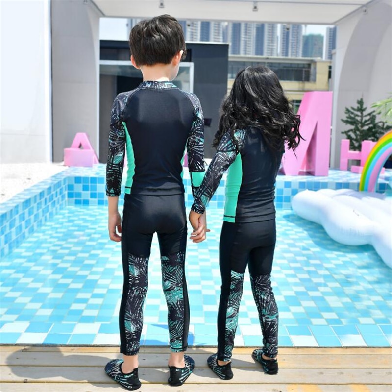 Korea langærmet todelt badetøj til børn uv-beskyttelse badedragt drenge pige badedragt skjorte+bukser unisex