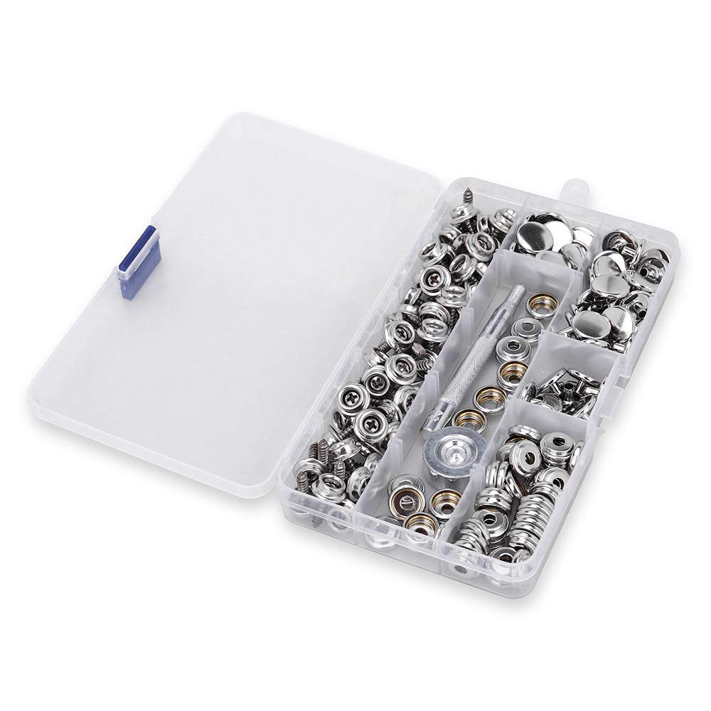 100/150-Pieces Stainless Steel Marine Grade Canvas and Upholstery Boat Cover Snap Button Fastener Kit w/Installation Tool