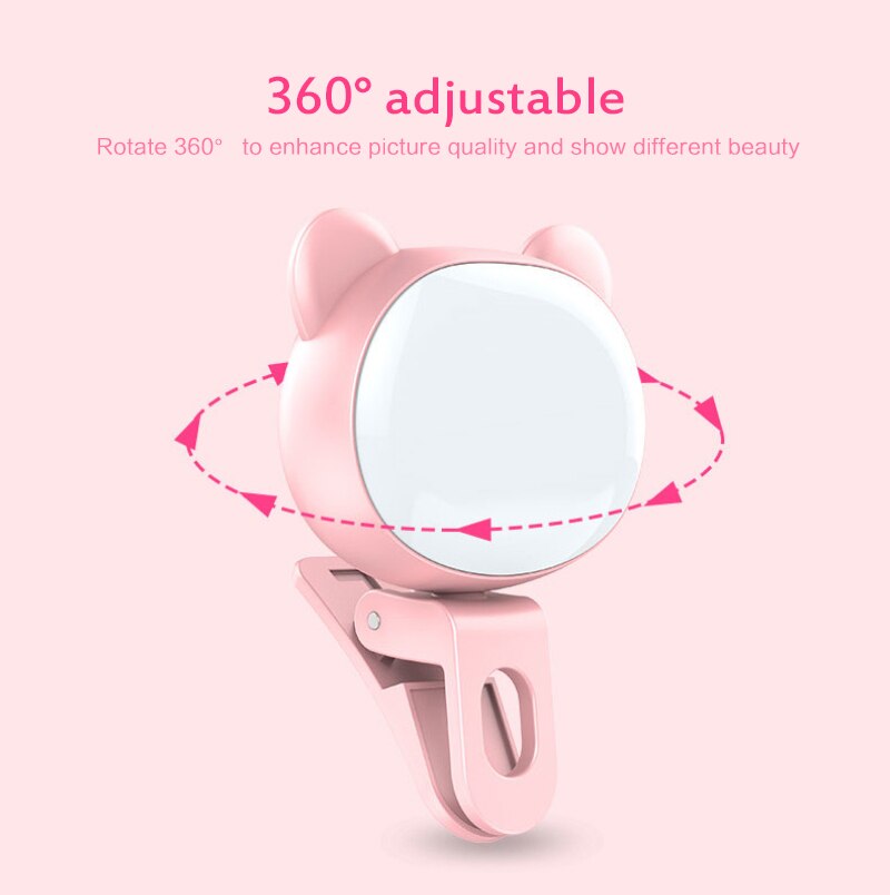 32 led-lampenperlen, 3 dimmstufen, led-selfie-ringlicht mit klemme , 360 ° drehbares handy-fülllicht
