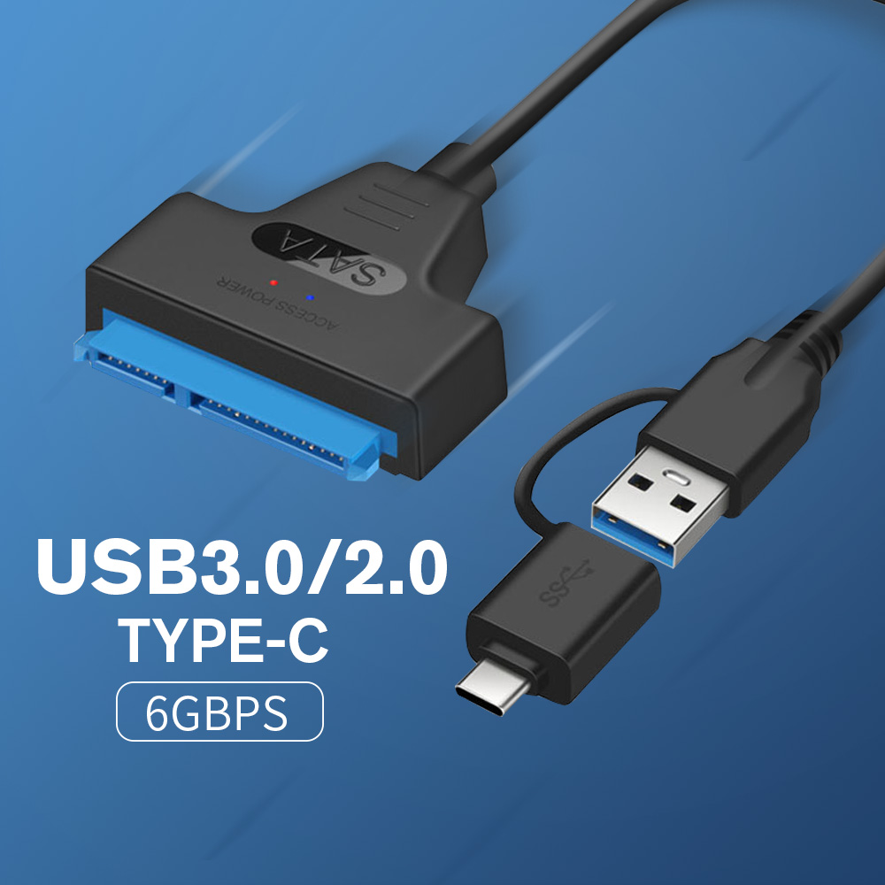 Cable adaptador USB Sata 3 a USB 3,0/2,0, conectores tipo C, compatible con disco duro Ssd Hdd de 2,5 pulgadas