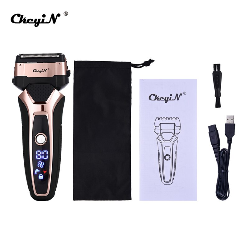 CkeyiN-maquinilla de afeitar eléctrica para hombres, afeitadora impermeable, recortadora de barba , corte de bigote, recargable, máquina de afeitar flotante 3D: Default Title