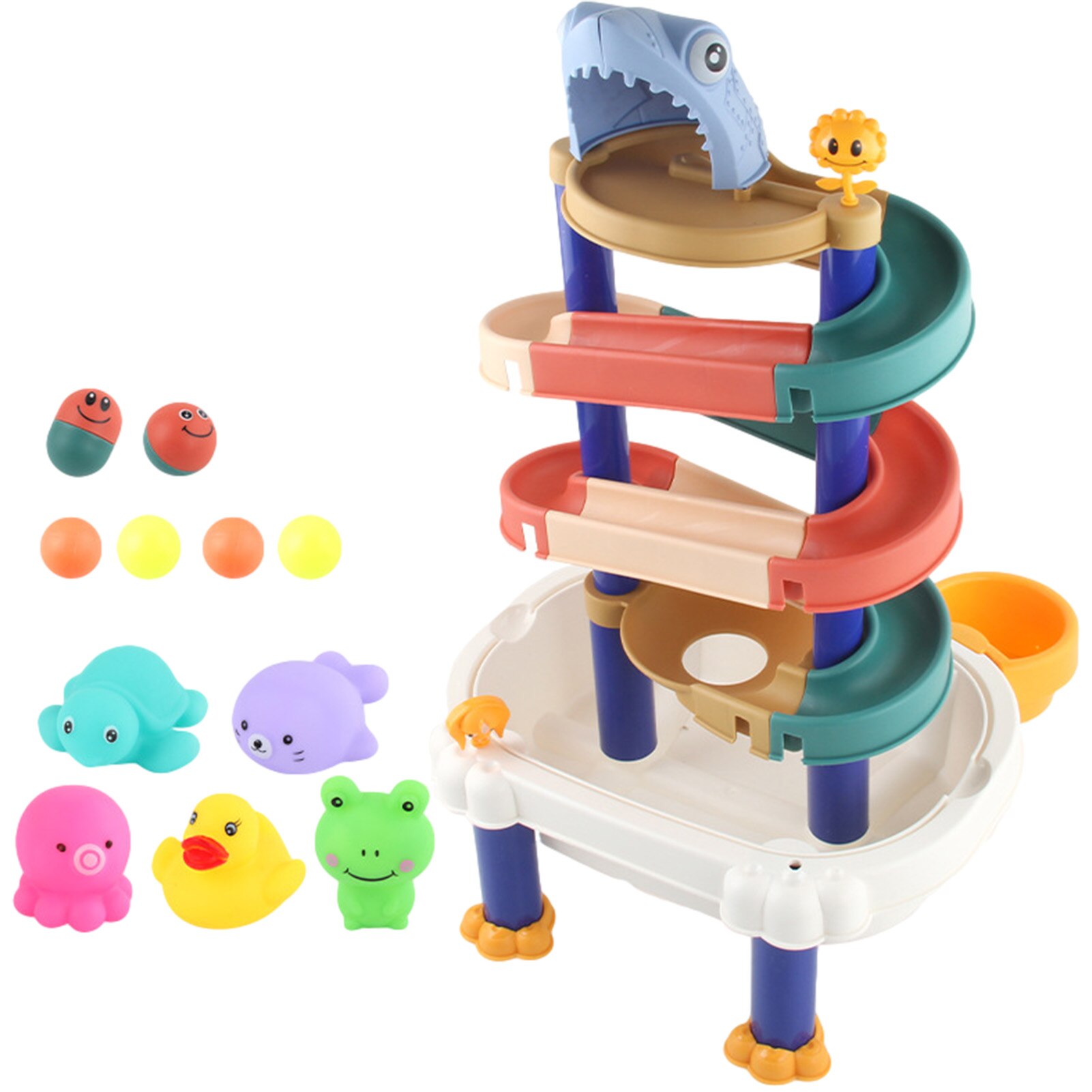 Juguetes de baño para bebés, tobogán de agua artesanal, pista de bolas de cascada, ventosa, Orbits, bañera, ducha: D
