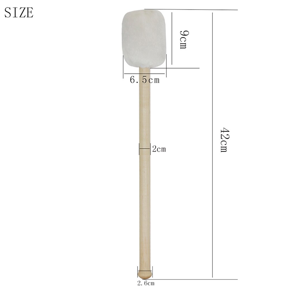 Marching Bass Drum Mallet Drumsticks Single Stick Beater with Wool Head and Maple Wood Pole Percussion Instrument Accessories