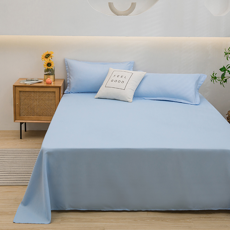 1 pc Bed Flat Sheet for Double Bed Plain Solid Color Top Sheets Single/Queen/King Flat Bedsheets Soft Home Bed Linen Sheets: 250cm*200cm / WHITE