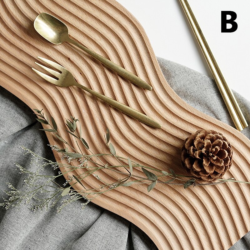 1Pc Nordic Groef Hout Dessert Snijden Brood Lade Keuken Anti-Slip Snijplank Organizer: B