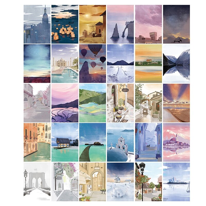 30 Sheets/Set Cartoon Postcard Message Card Paper Greeting Office School Supplies