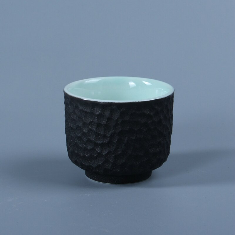Sahi ensemble de 4 tasses à vin en céramique | Glaçage flocon de neige en nid d'abeille, Art saké japonais Flagon Stoup carafe Saka Home Bar