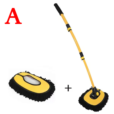 Nuovo lavaggio auto Mocio Spazzola per pulizia Telescopico Manico lungo Mocio per pulizia Barra piegata retrattile Spazzola per lavaggio auto Strumenti per la pulizia dell'auto: bianca