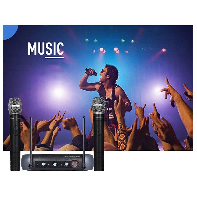 V900 Wireless Microphone 2 Channels Mixing Function KTV Microphone Home for Karaoke System: EU